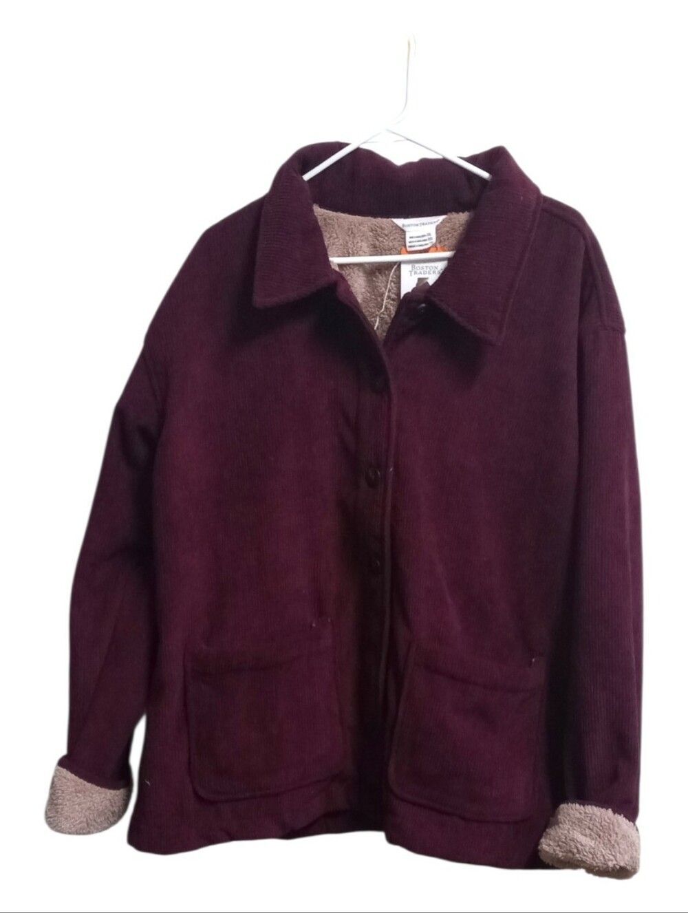New Boston Traders Corduroy Sherpa Barn Jacket Burgundy Size XXL NWT